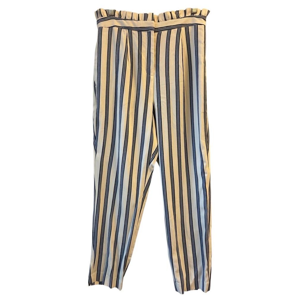 NWT Express Ankle High Rise Striped Pants size 2Short Nautical Paper bag waist P